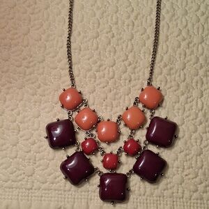 Erica Lyons Coral and Plum Multi-Stone Bib Necklace